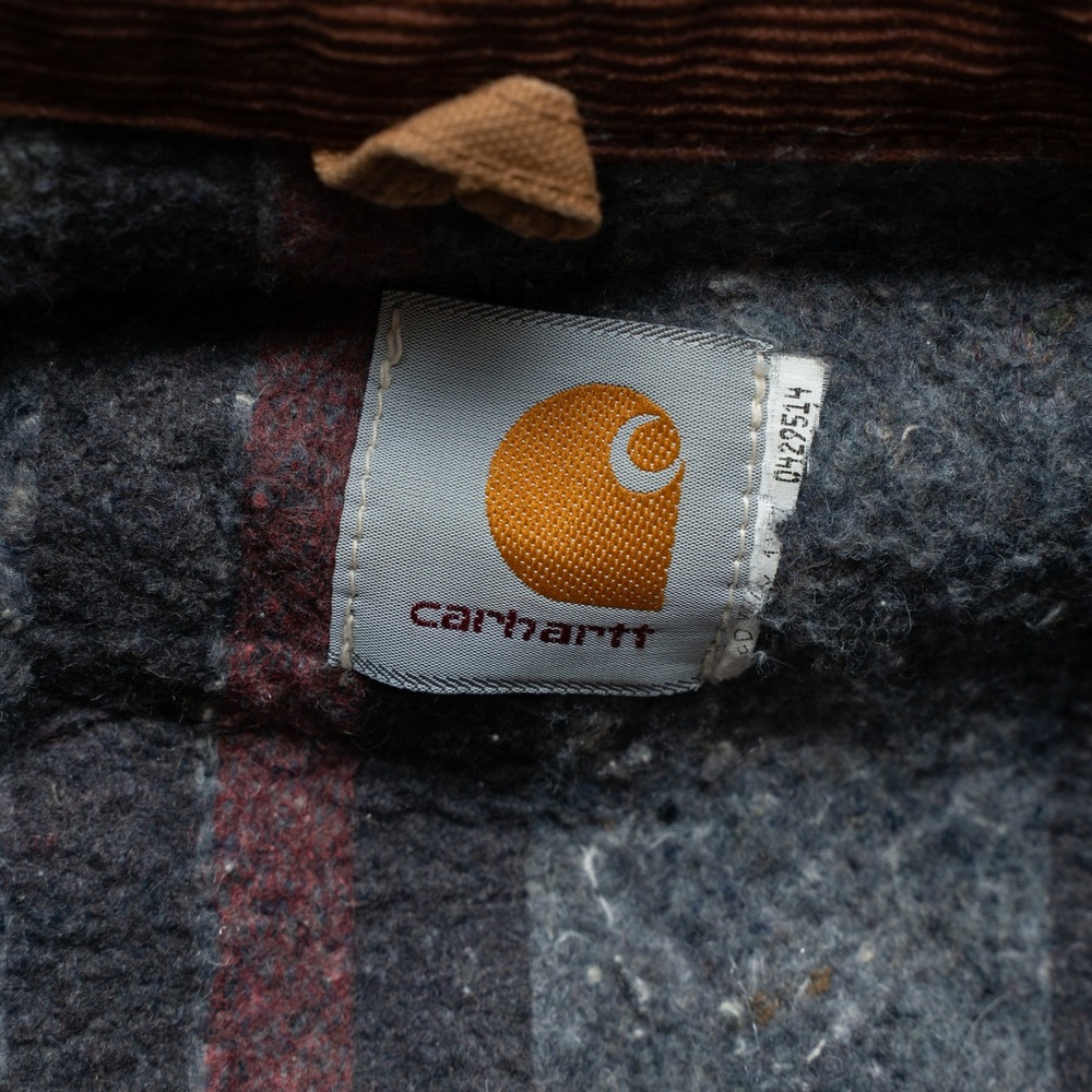 Vtg Carhartt Brown Detroit Blanket Lined Jacket J97 Size Small Corduroy Collar - Picture 4 of 16